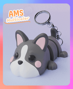 Flexi French Bull Dog Keychain (Multicolor) 3d model