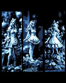 Alice growing up in Wonderland - Set of Blue Bookmarks 3d model