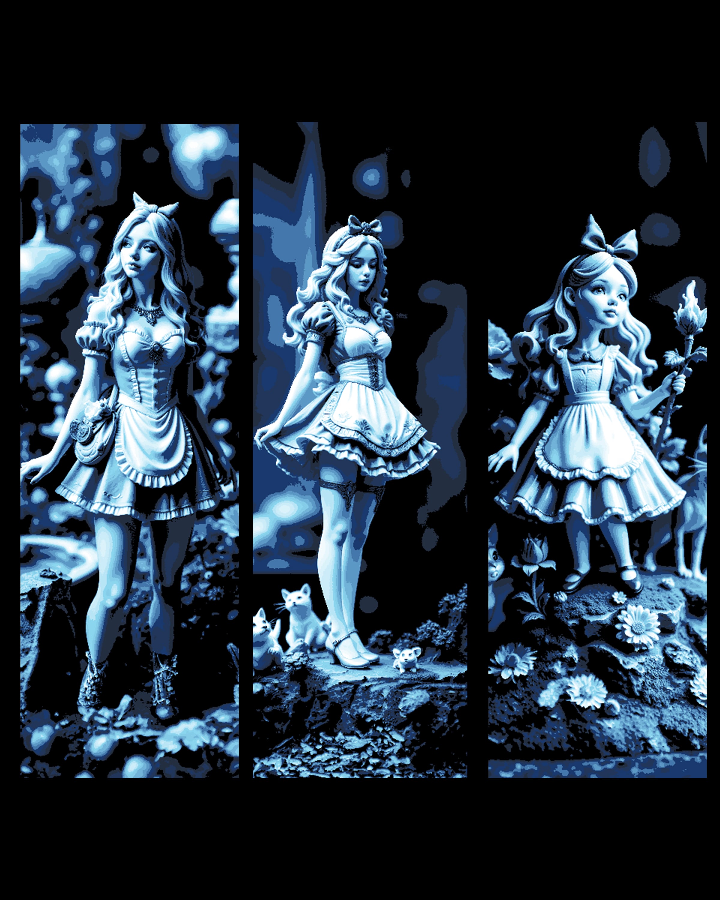 Alice growing up in Wonderland - Set of Blue Bookmarks 3d model