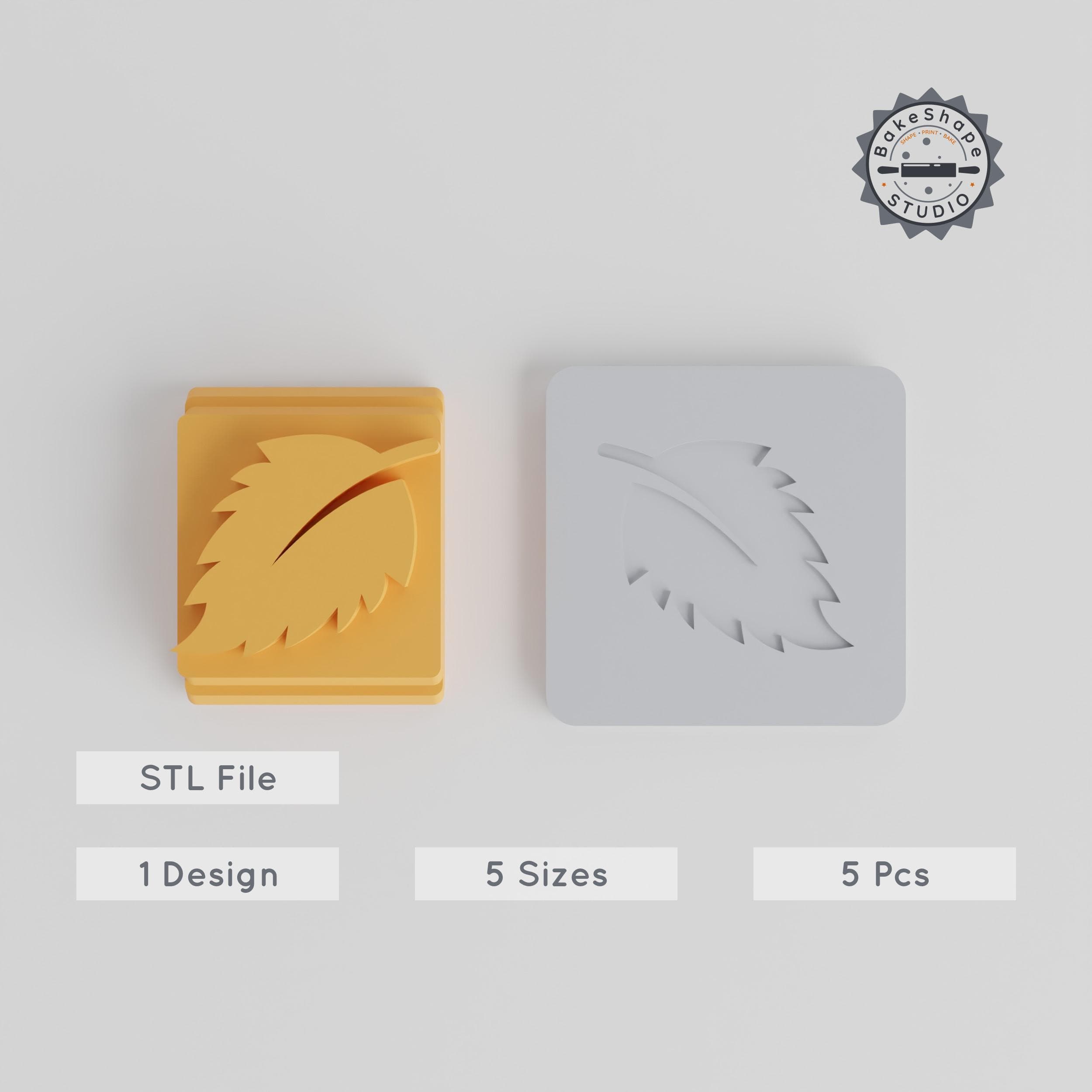 Leaf Stamp Tile Set, 5 Sizes, Nature Motif for Clay, Cookies & Fondant PRODUCT_5128 3d model