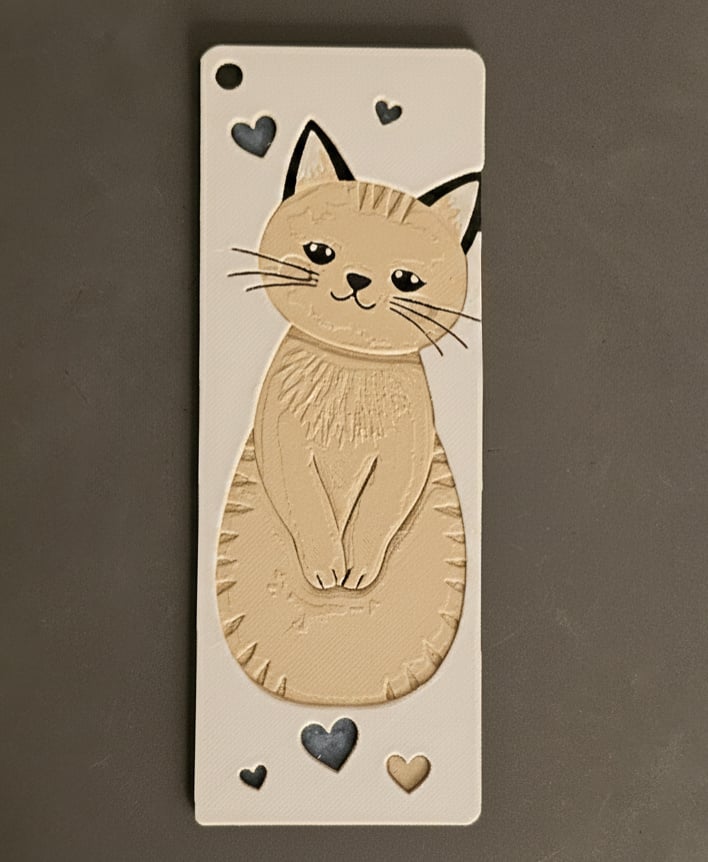 Valentine Kitty Bookmark9 - Hueforge - 4 colors 3d model