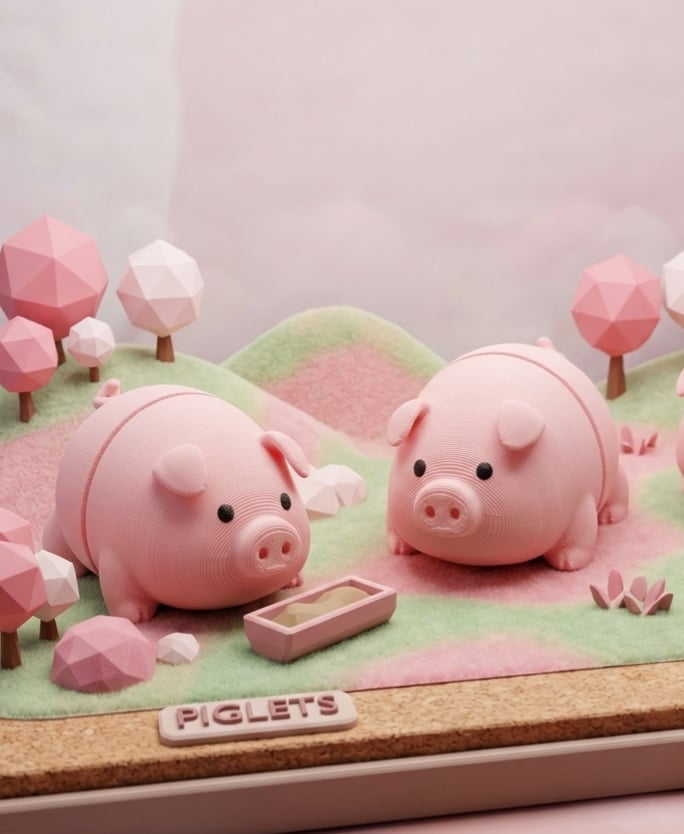 Cute Piglet clicker and keychain 3d model