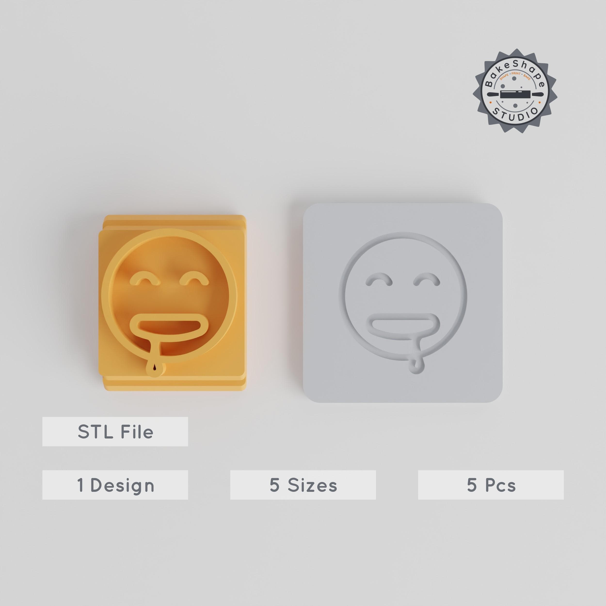 Drooling Face Stamp Tile Set, 5 Sizes 20-40mm, Perfect for Clay & Cookie Impressions, Emoji Design PRODUCT_2514 3d model