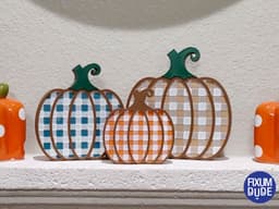 Gingham Pattern Fall Pumpkin Decorations 3d model
