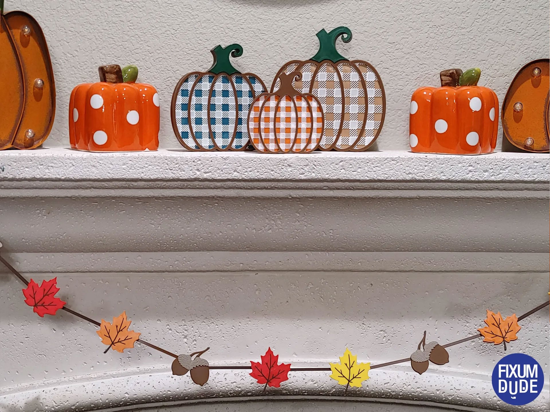 Gingham Pattern Fall Pumpkin Decorations 3d model