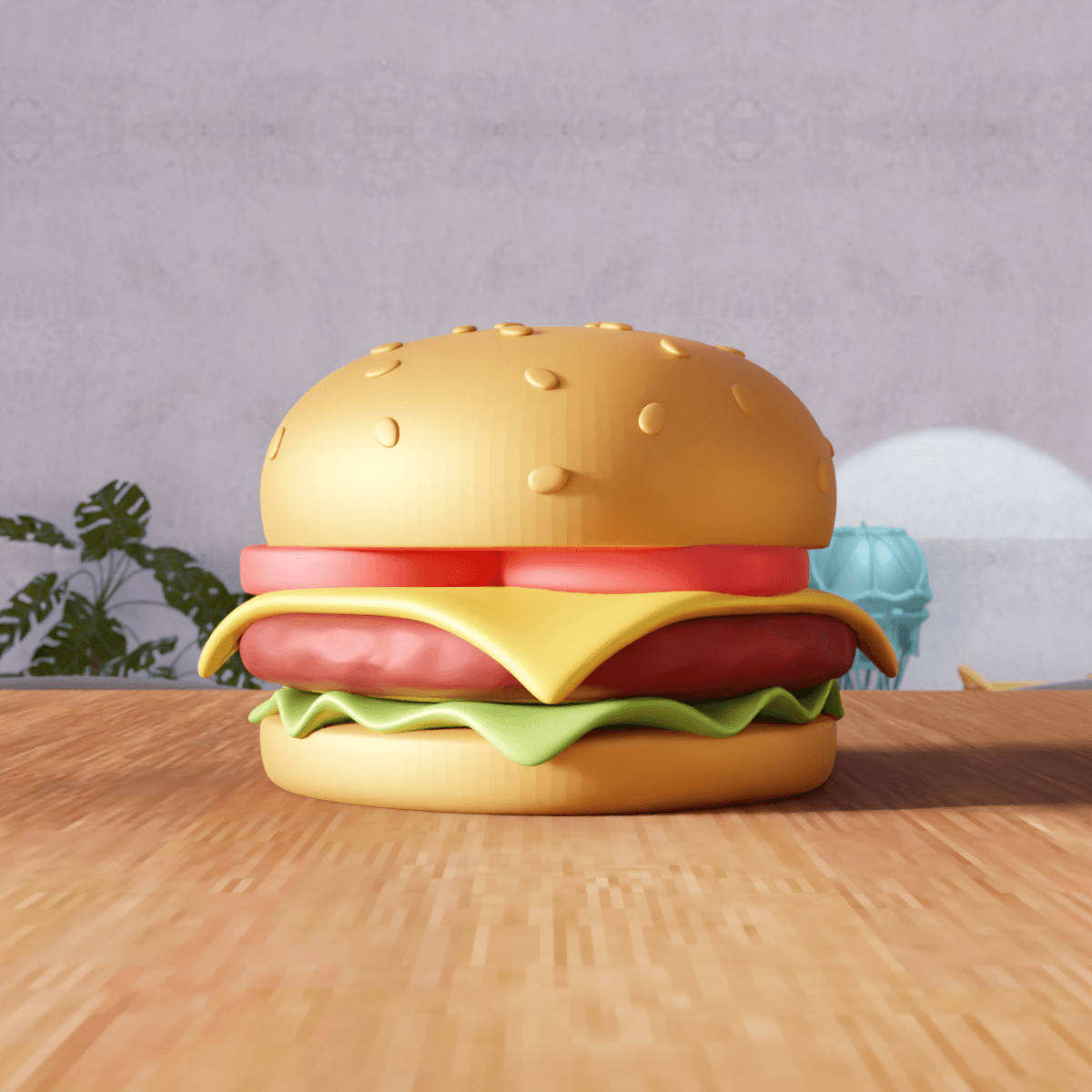 Cheeseburger Figure - Decorative Food Model Kitchen 3d model