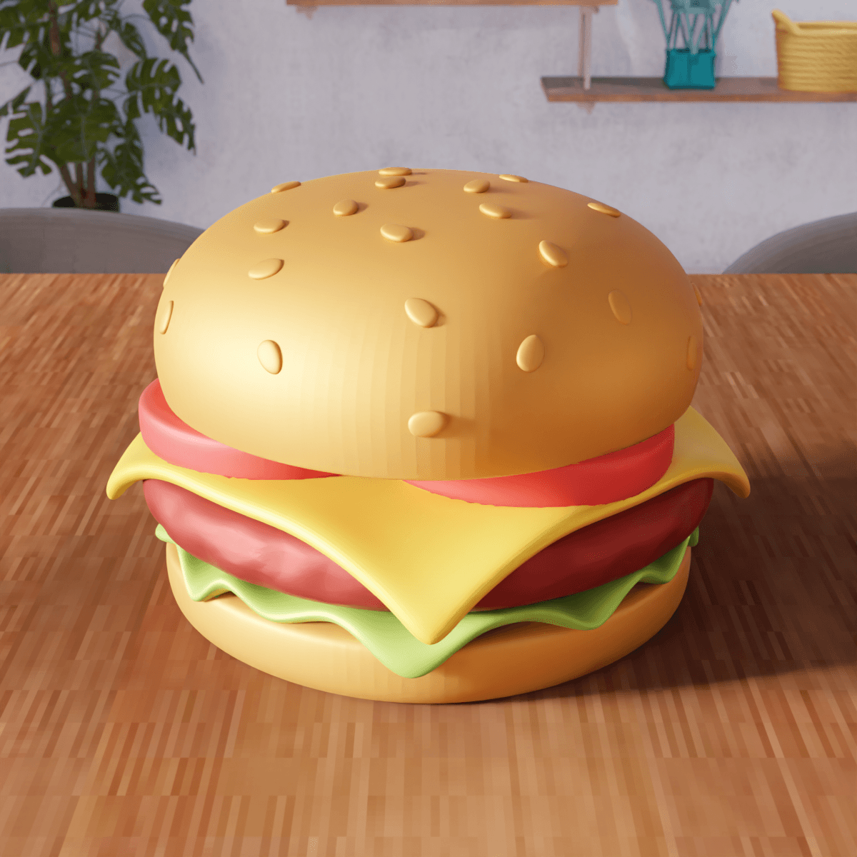 Cheeseburger Figure - Decorative Food Model Kitchen 3d model