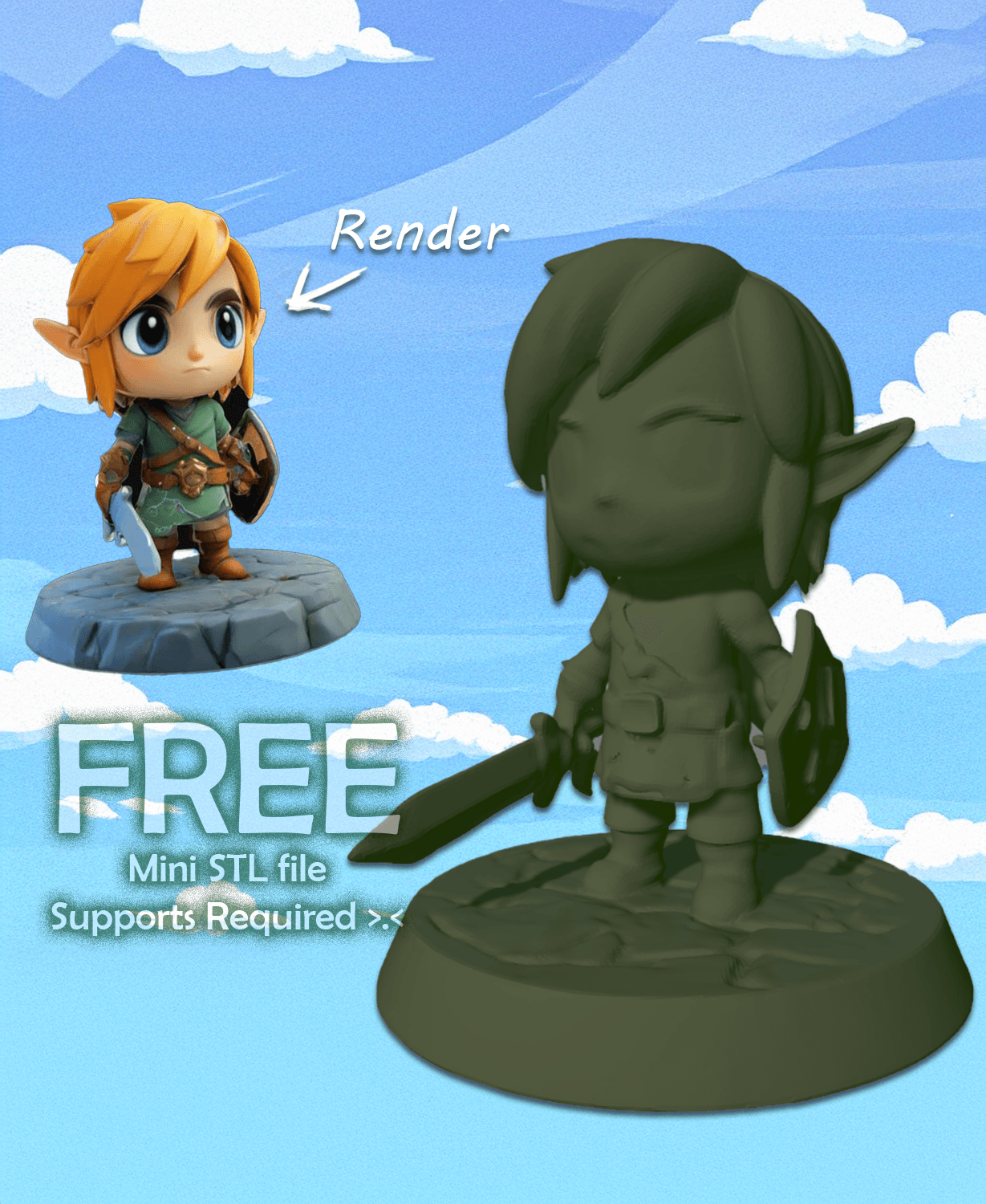 Link in Chibi Form 3d model