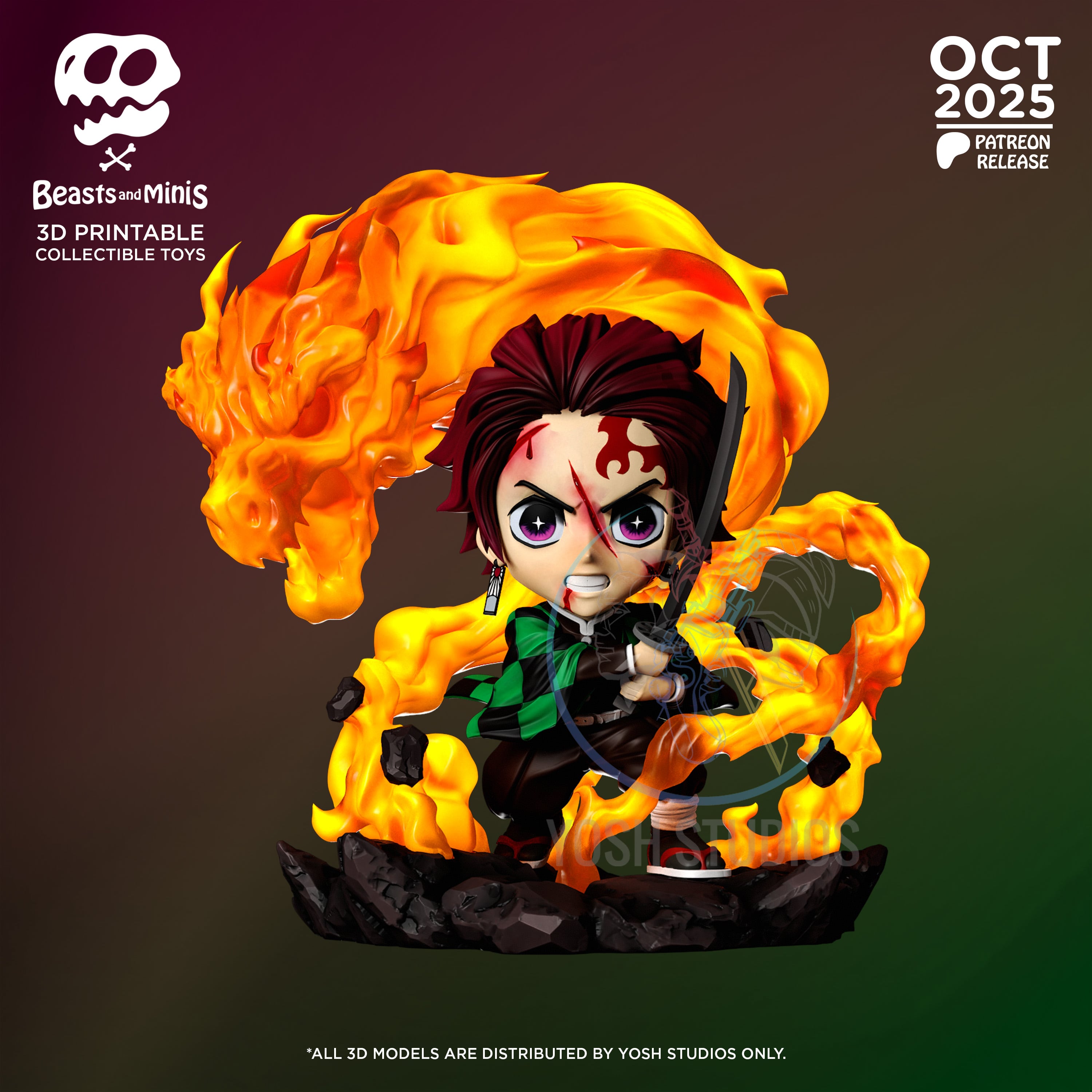Fire Spirit Swordsman 3D Printer File STL 3d model