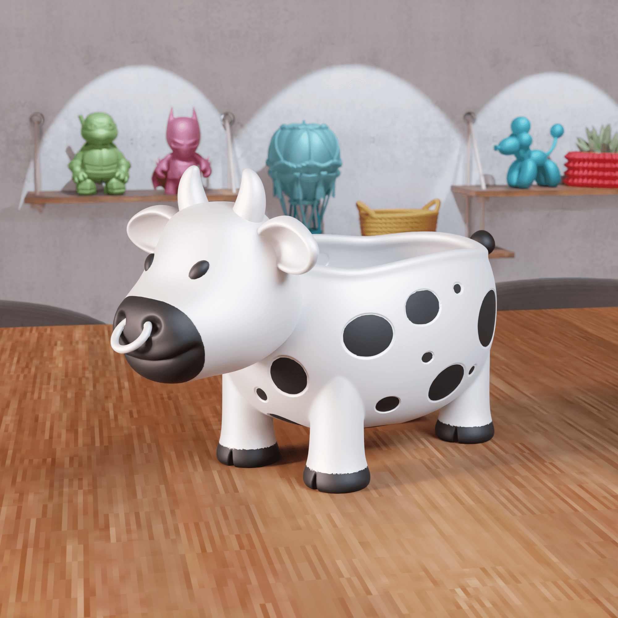 Cute Cow Decorative Desktop Organizer Storage 3d model