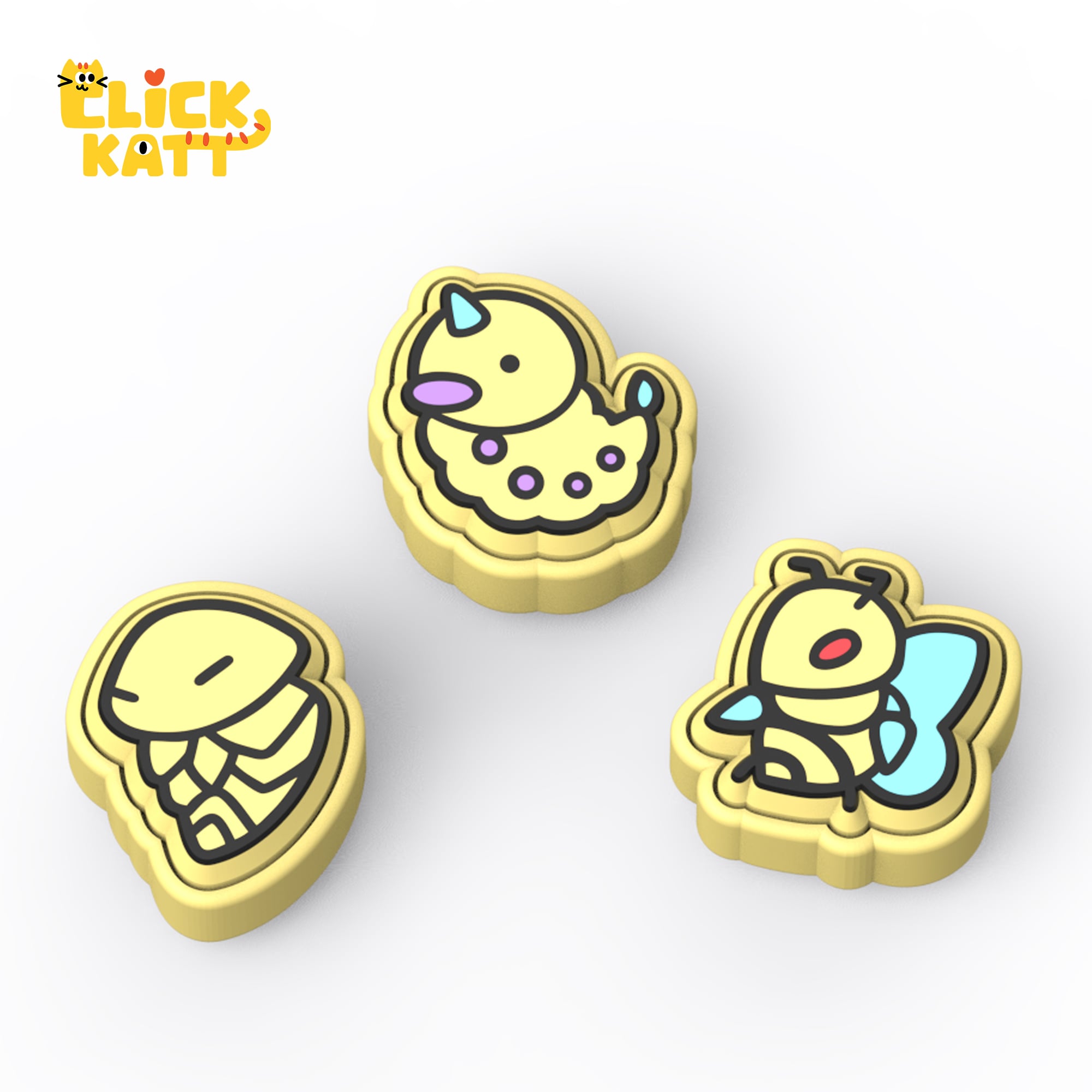 Monster 013-015 - Clicker Fidget Toy Keychain 3d model