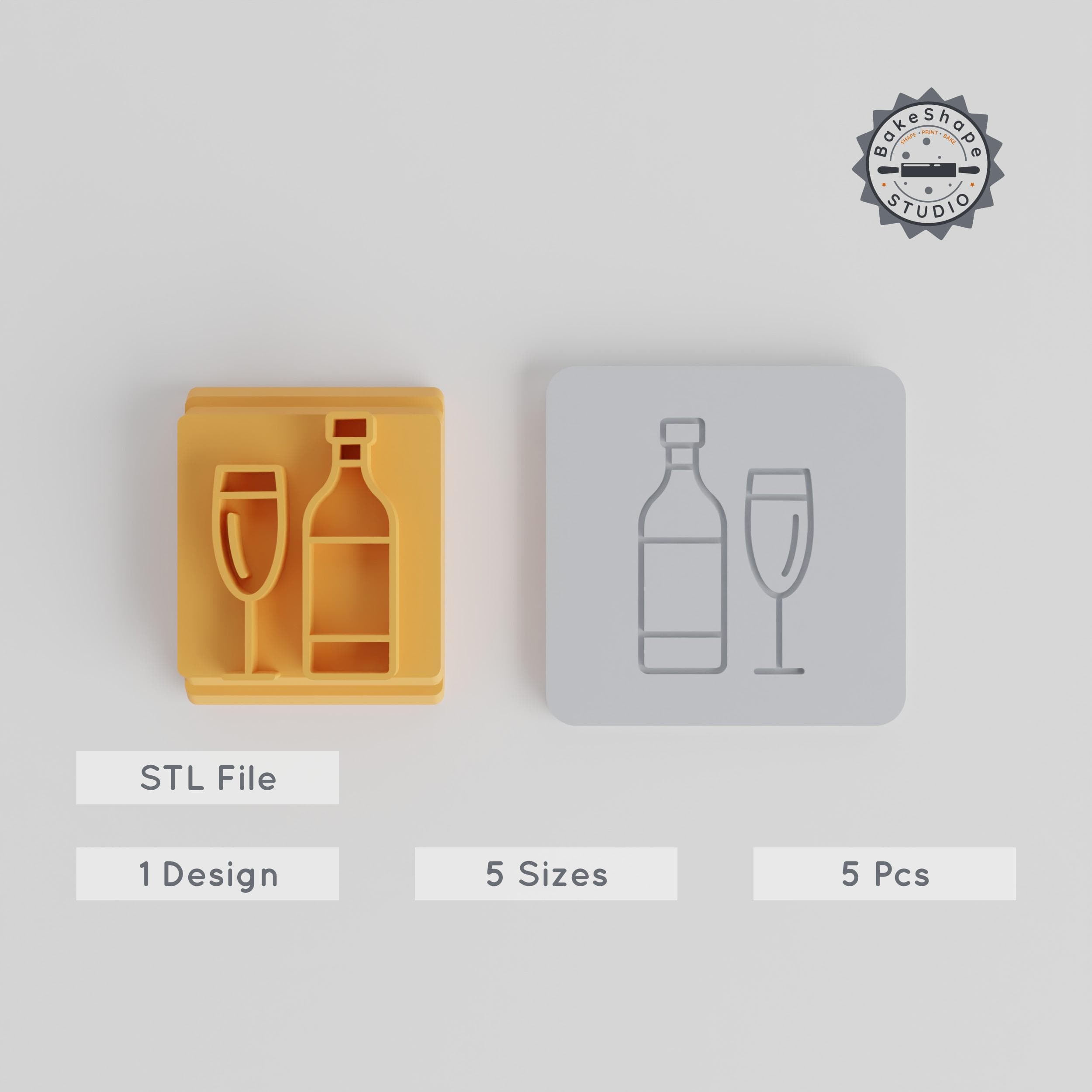 Champagne Stamp Tile Set, 5 Sizes, Perfect for Clay, Cookies & Fondant Crafting PRODUCT_5253 3d model