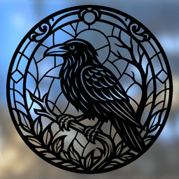 Crow 2D Stained glass art 3d model