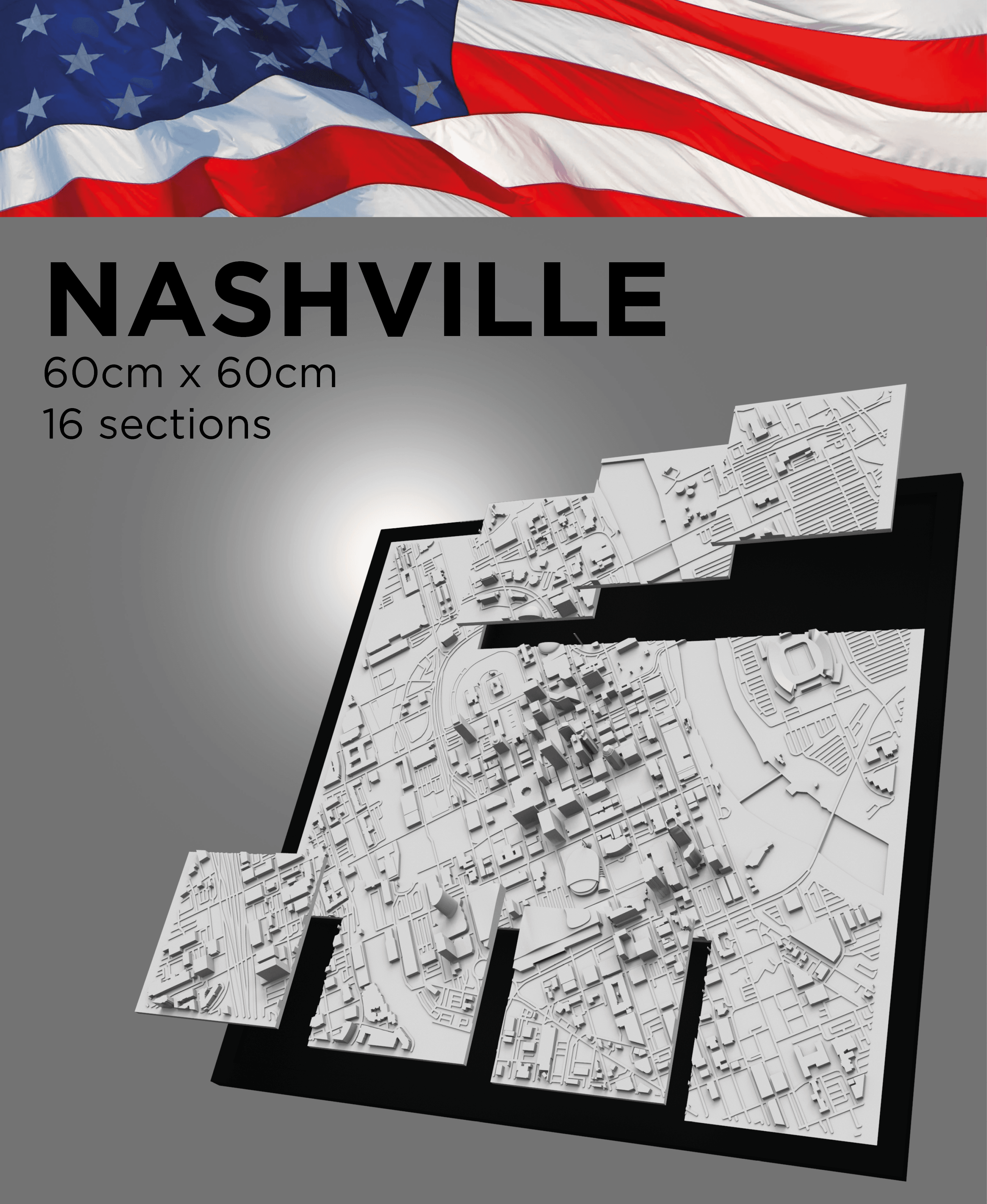NASHVILLE, Skyline 3d map 3d model