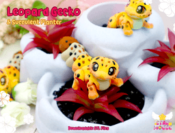 Leopard Gecko Flexi + Succulent Planter 3d model