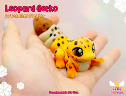 Leopard Gecko Flexi + Succulent Planter 3d model