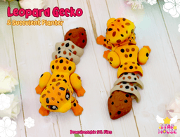 Leopard Gecko Flexi + Succulent Planter 3d model