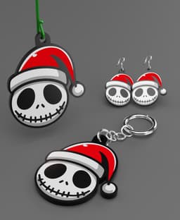 Santa Skellington Ornament / Keychain / Earring 3d model