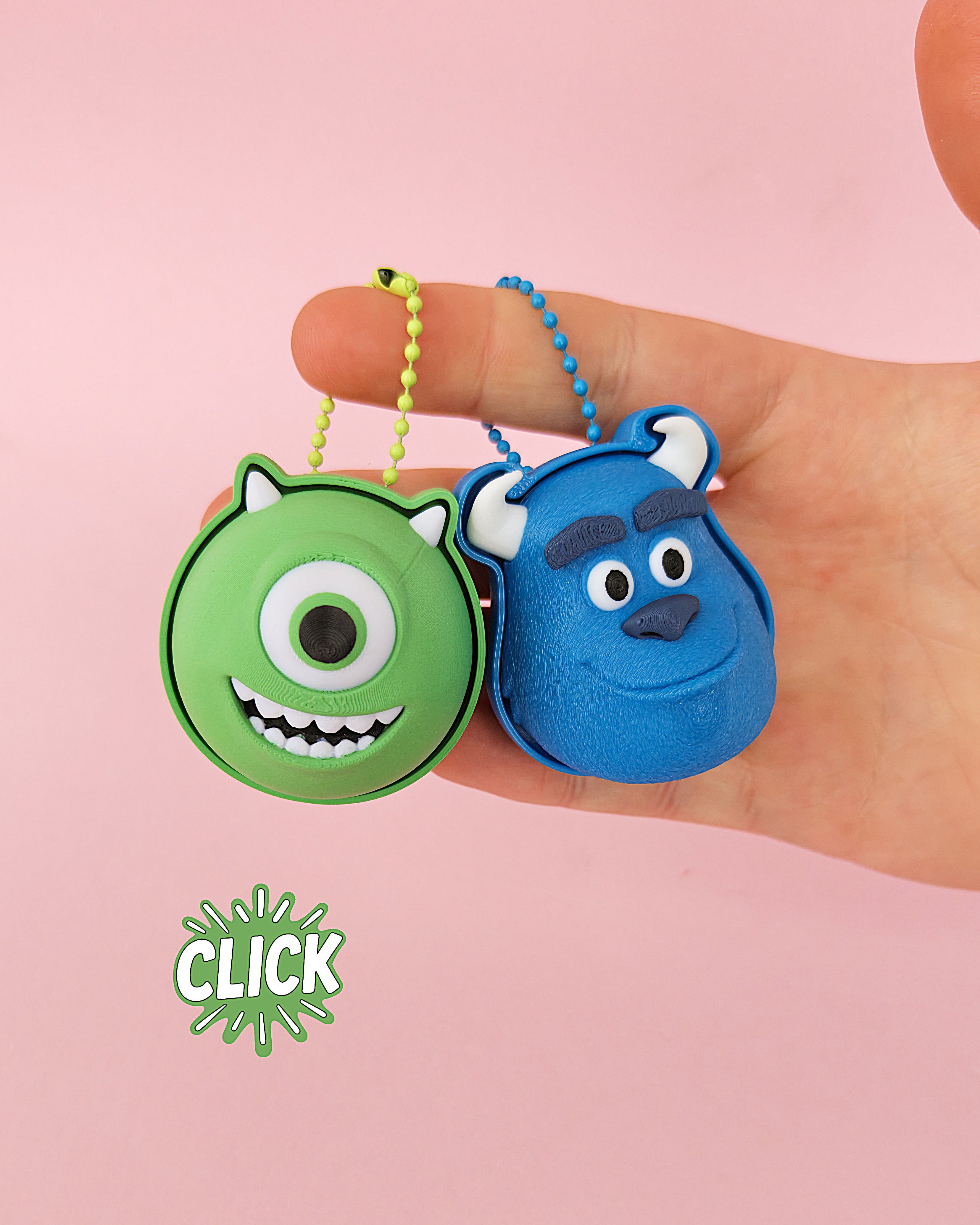 Mike and Sully Fidget Clicker Keychain | Monster Inspired Clicker 3d model