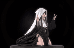 Rebellious Anime Nun - Stylized Gothic Pin-Up Statue 3d model