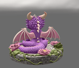Meditating Baby Dragon STL File for 3D Print 3d model