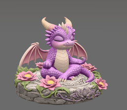 Meditating Baby Dragon STL File for 3D Print 3d model