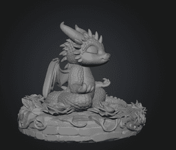 Meditating Baby Dragon STL File for 3D Print 3d model