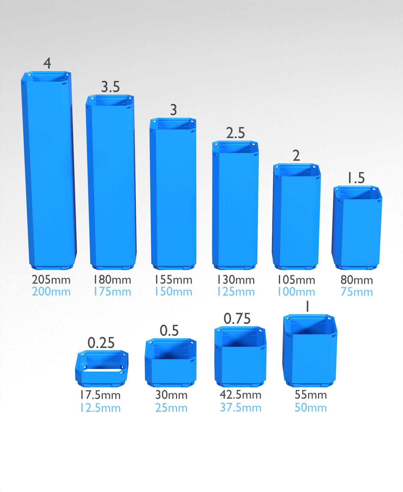 3x3x0.75 - Simple Walls - Universal Click-In Multibin Shell Extension 3d model