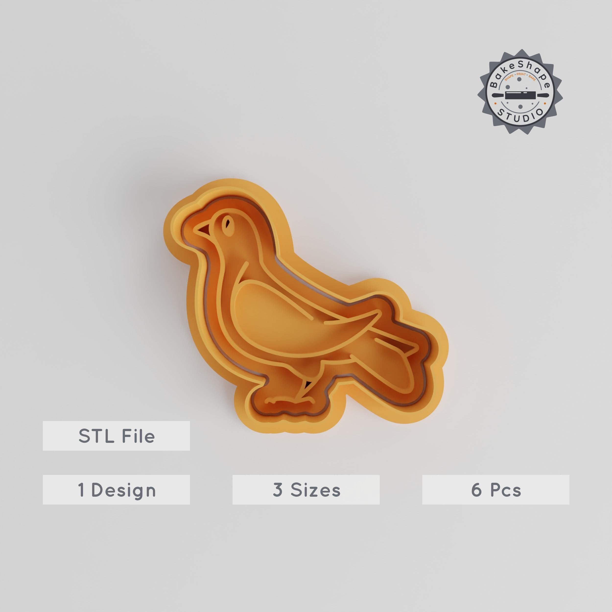 Pigeon Cookie Cutter & Stamp Set, Cute Bird Design, Includes 3 Sizes, Perfect for Cookies & Fondant, Animal Collection PRODUCT_5573 3d model
