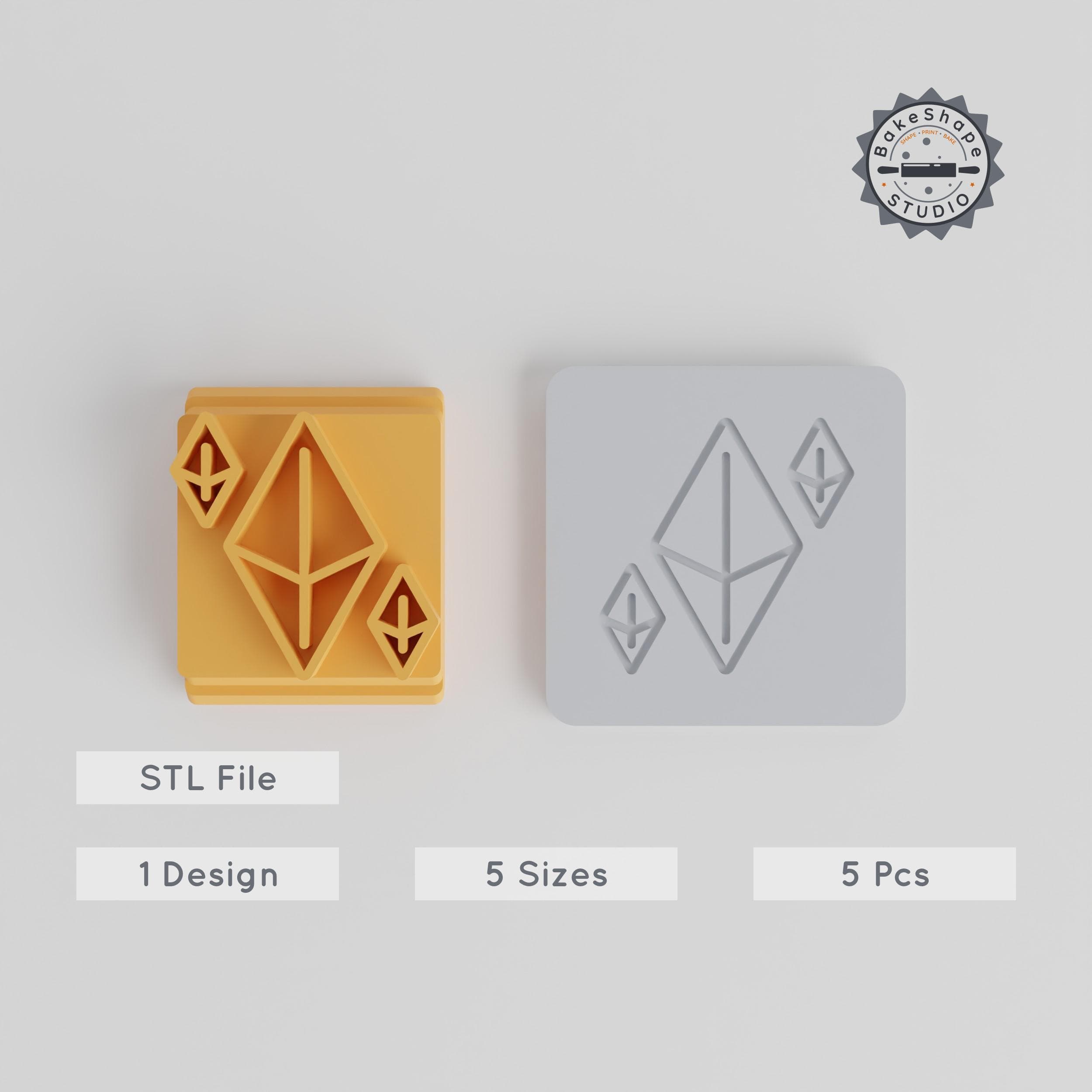 Gem Stamp Tile Set, 5 Sizes, Ideal for Clay & Cookie Imprint Designs, Includes 20-40mm Motifs PRODUCT_1917 3d model