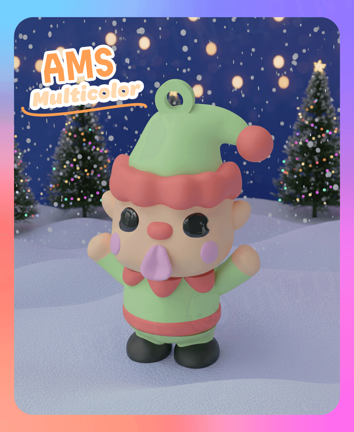 Flexi Little Elf Keychain A (Multicolor) 3d model