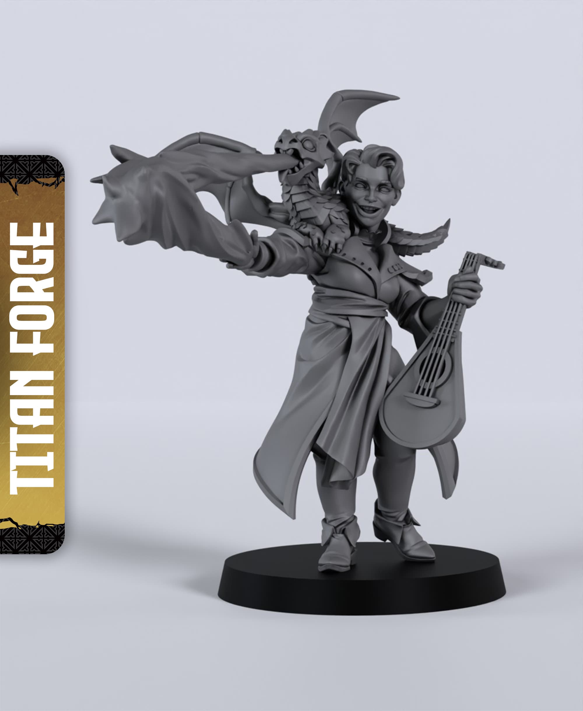Human Male Bard - With Free Dragon - 5e DnD Inspired for RPG and Wargamers 3d model