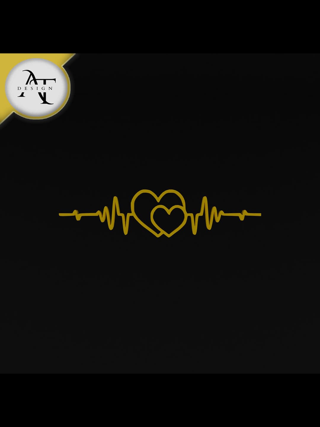 Heartbeat Symbol - 2D Art 3d model
