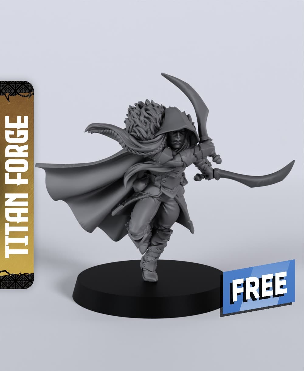 Drow Male Ranger Swords - With Free Dragon - 5e DnD Inspired for RPG and Wargamers 3d model