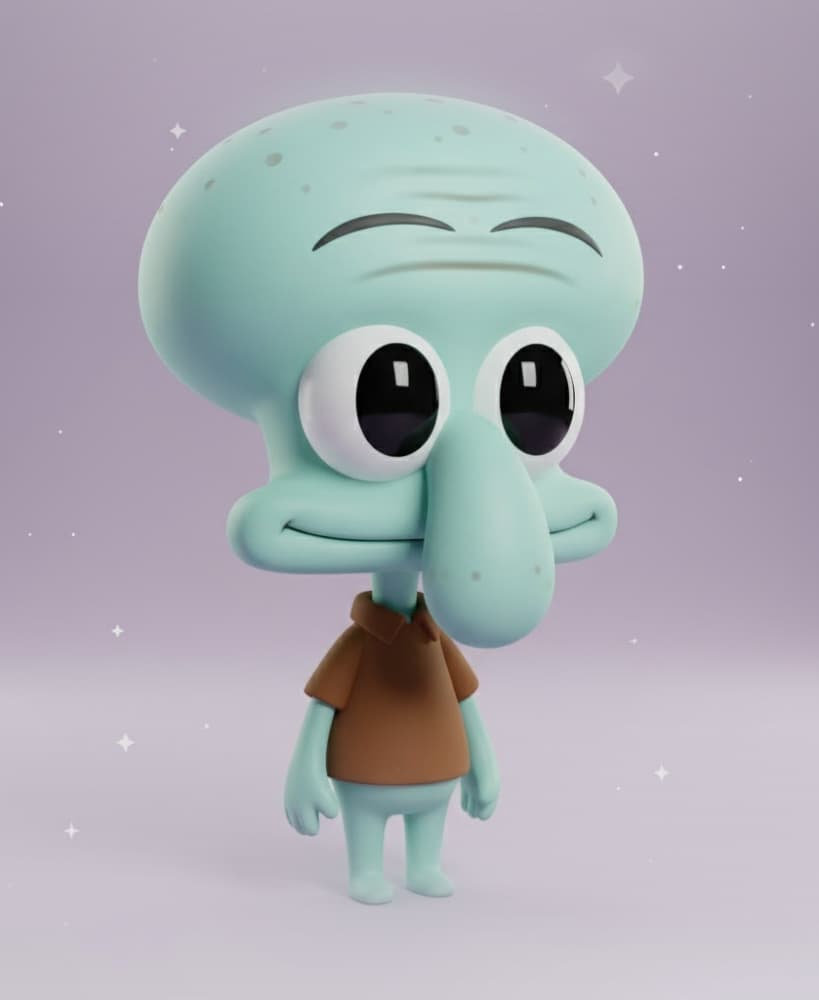 CHIBI KAWAII SQUIDWARD – FUNNY 3D FIGURE (STL FILE) 3d model
