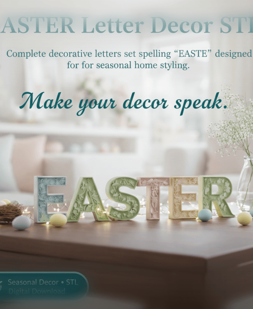 EASTER Letters STL-Easter Bunny Letter Set-Table Centerpiece-Decor 3d model