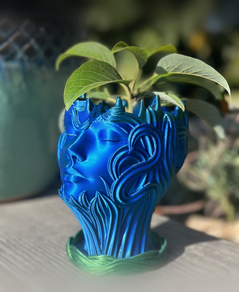 Woman's Head Planter Vase With Drain Holes and Water Catch Tray SUPPORT FREE 3d model