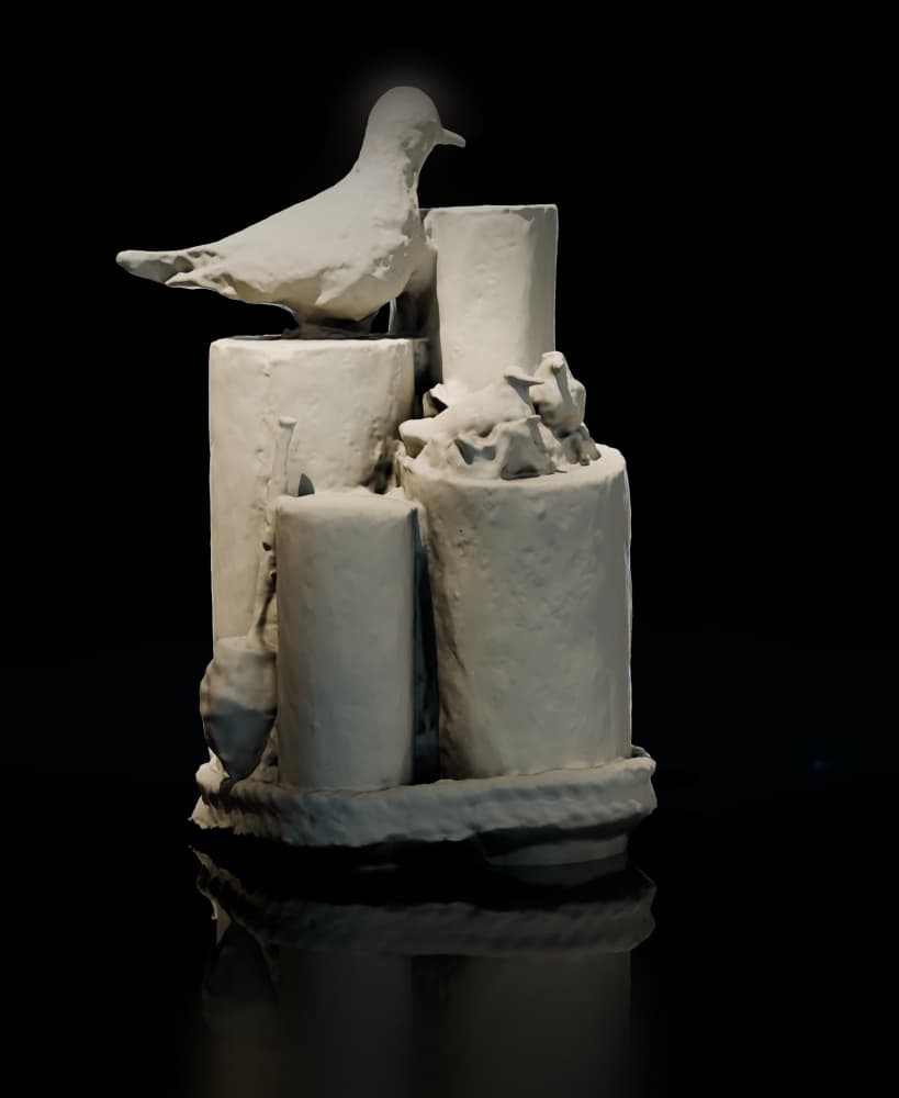 HO/O Scale Harbor Mooring Piling With Seabirds 3d model