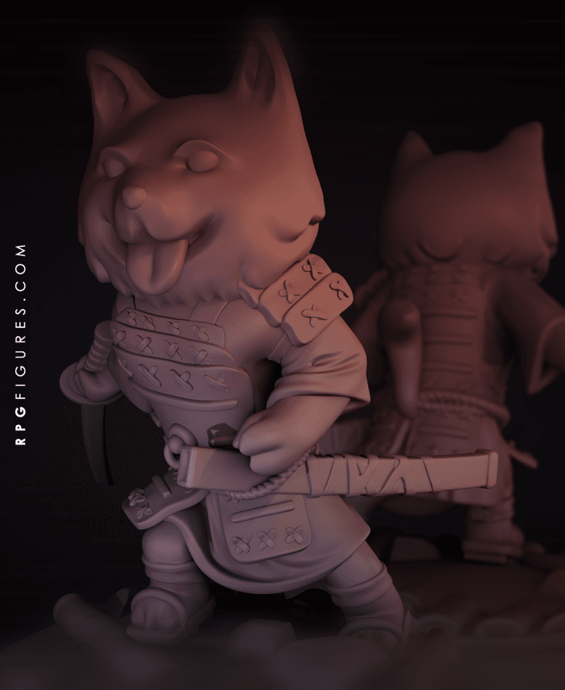 Shiba Samurai - with Free Monsters Series Pdf - Warrior RPG and Tabletop Games 3d model