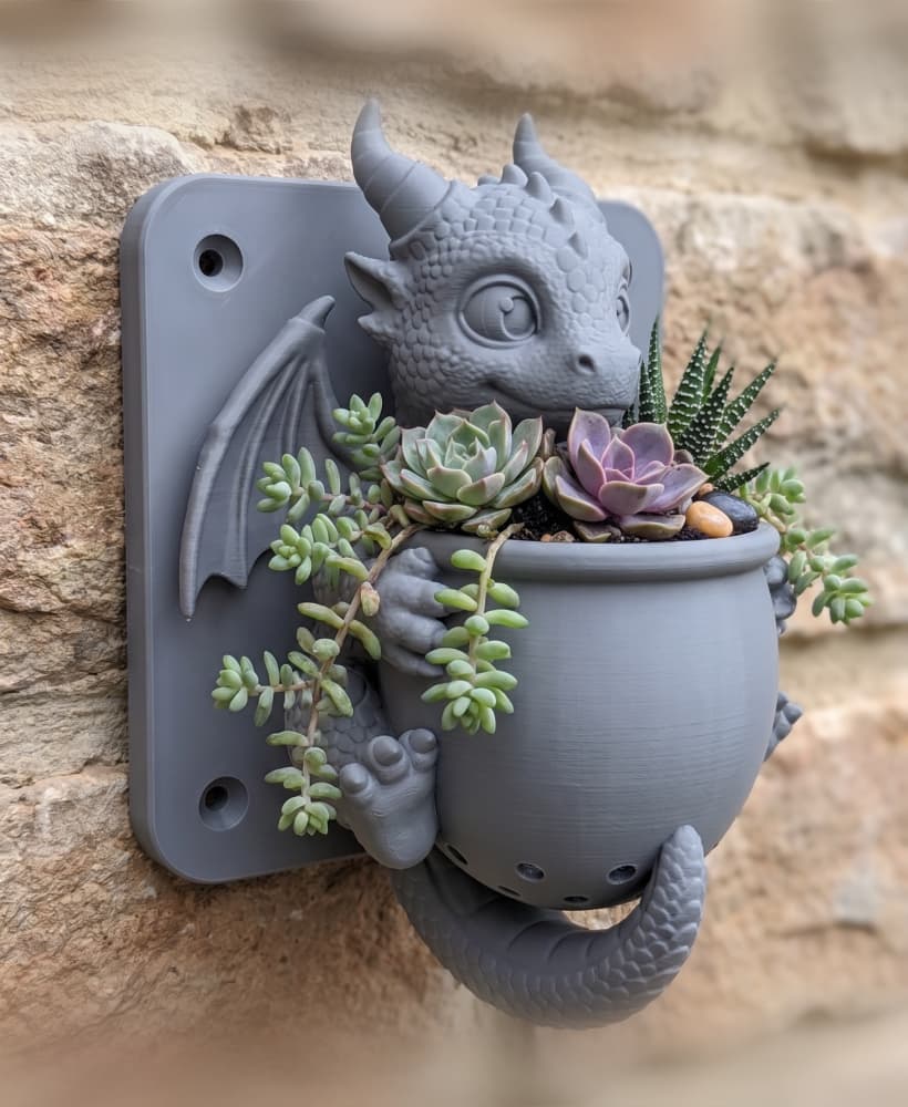 Baby Dragon Wall Planter | STL for 3D Printing 3d model