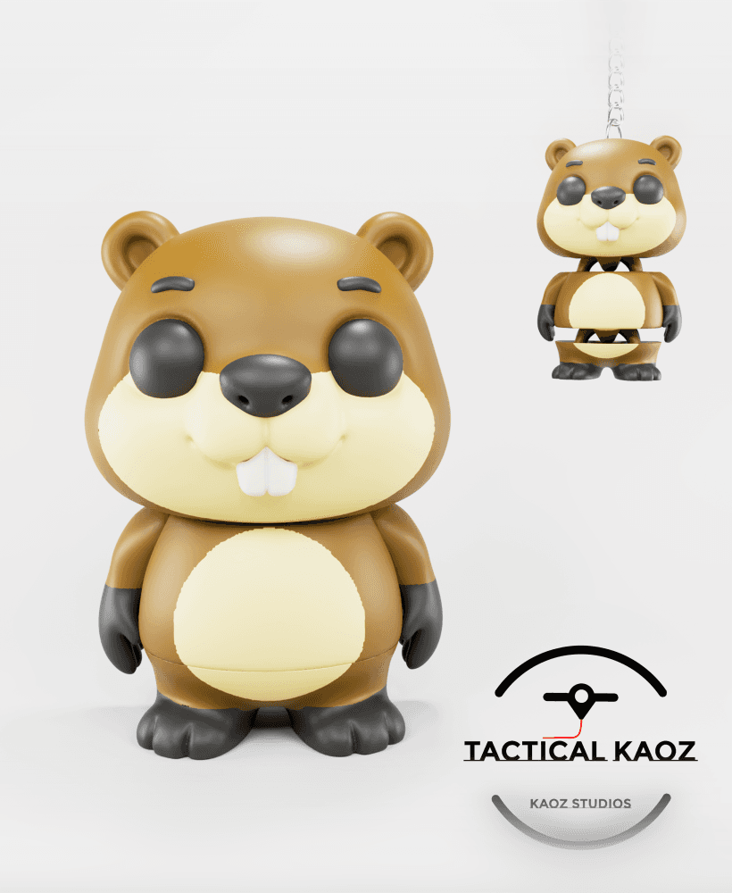 Flexy Beaver Figurine + Keychain 3d model
