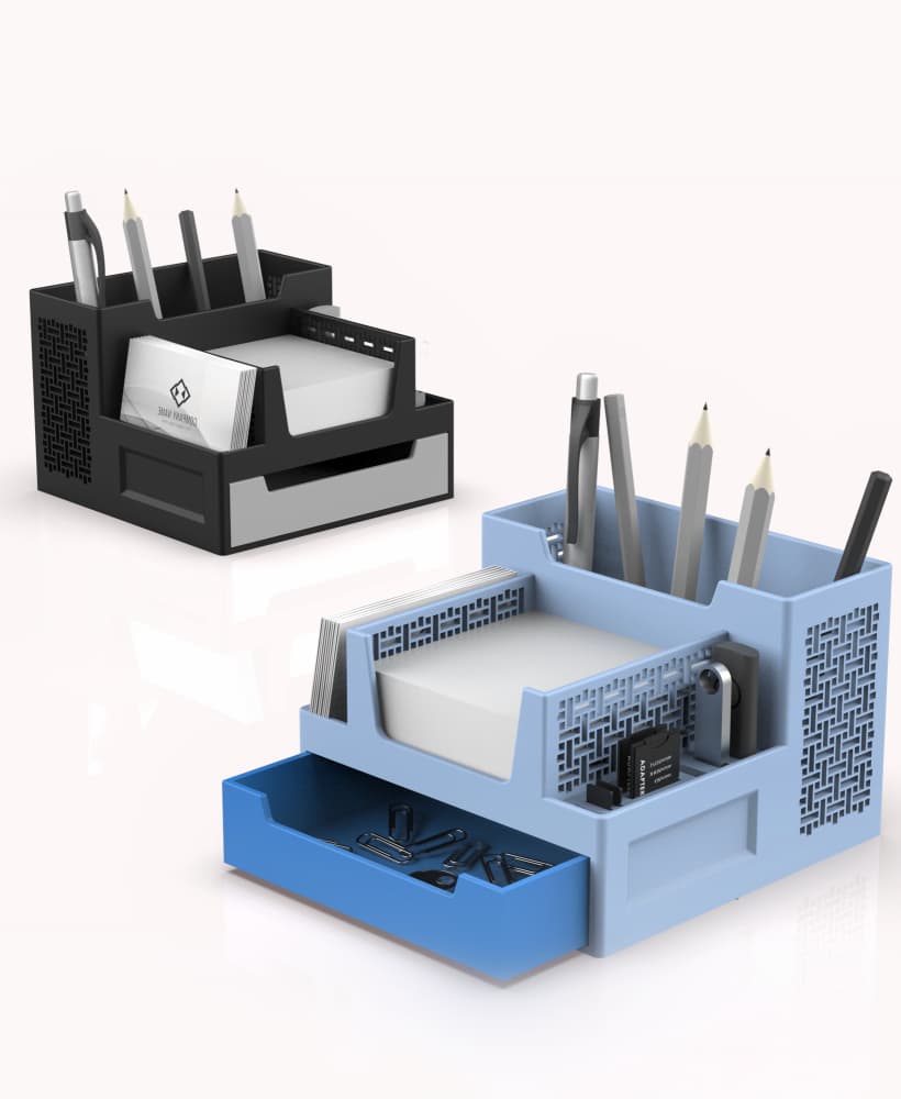 Multi-Functional Organizer, Desktop Pen Holder, SD Card, USB, Sticky Note Drawer Storage 3d model