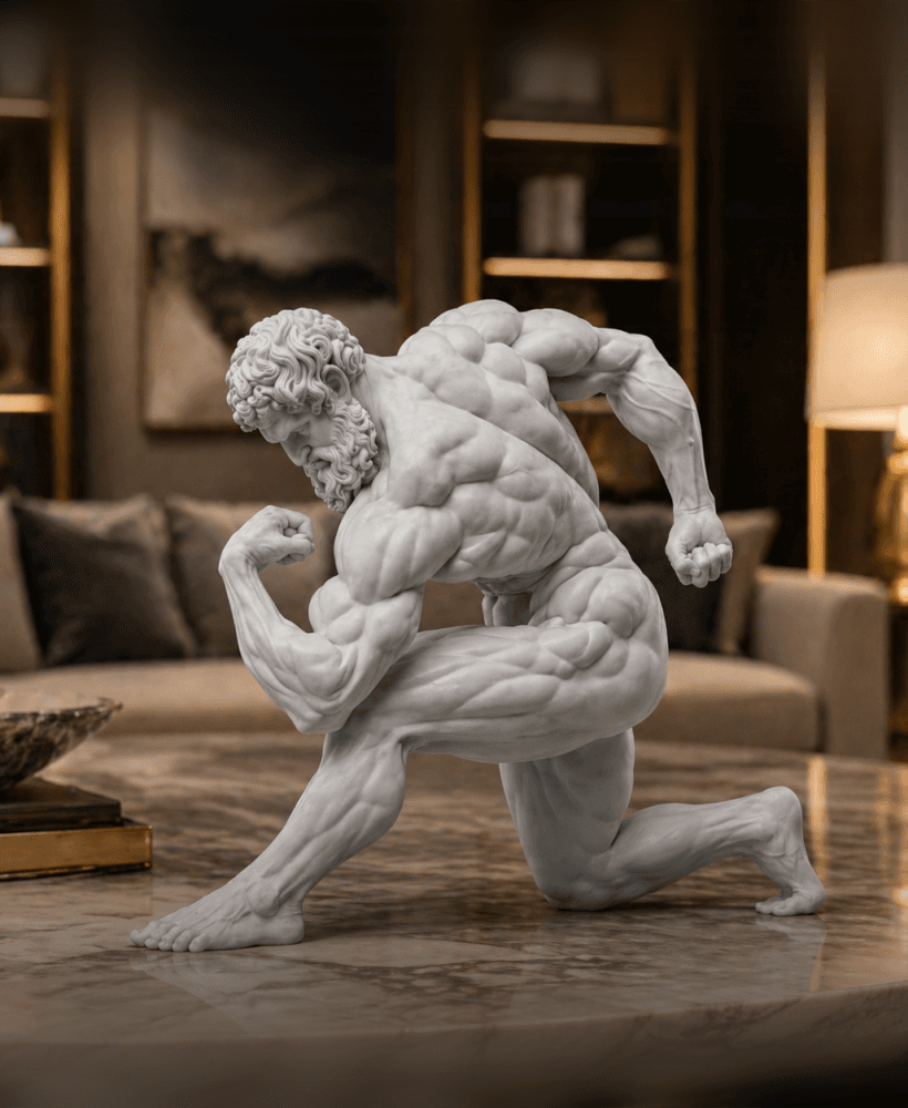 Muscular Kneeling Warrior STL – Dynamic Male Statue 3D Print Model 3d model