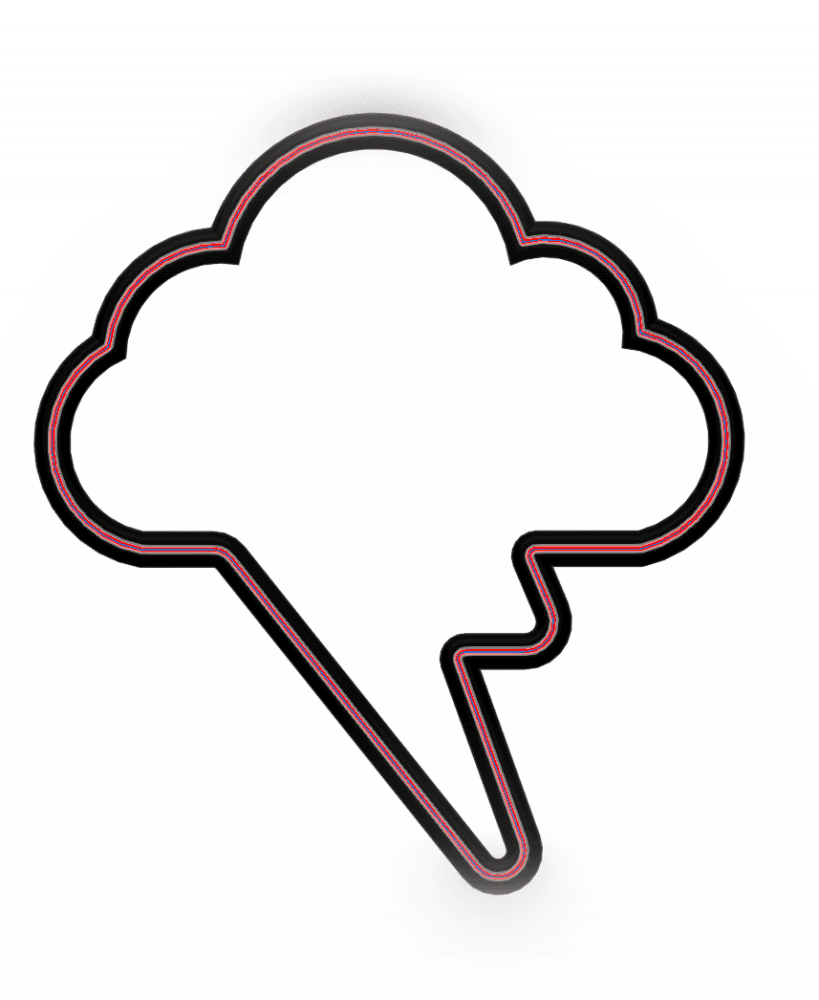 Cloud with Lightning Bolt Cookie Cutter STL File - 4 inches 3d model