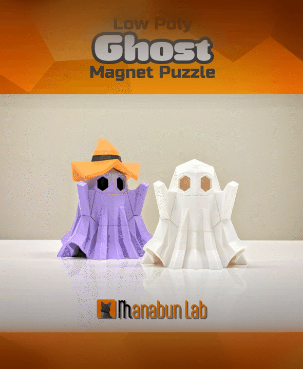 Low Poly Ghost Magnet Puzzle (No supports, no AMS) 3d model