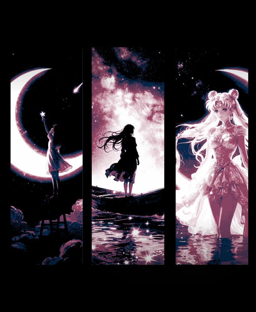 The moonlight views as the young maiden watches - Set of bookmarks 3d model