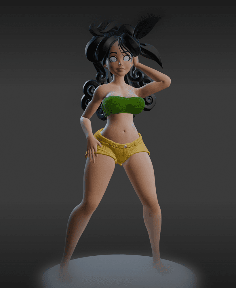 Sexy Toon Girl STL Pinup Style 3D Printable Figure v2 3d model