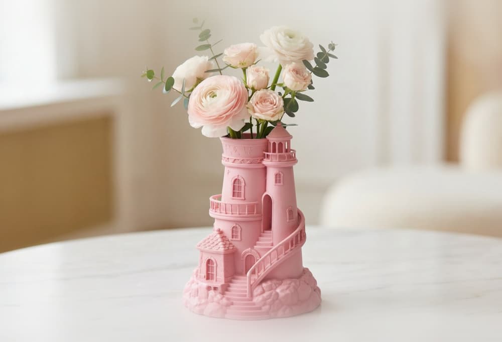 Whimsical Lighthouse Vase & Castle Tower Organizer 3d model