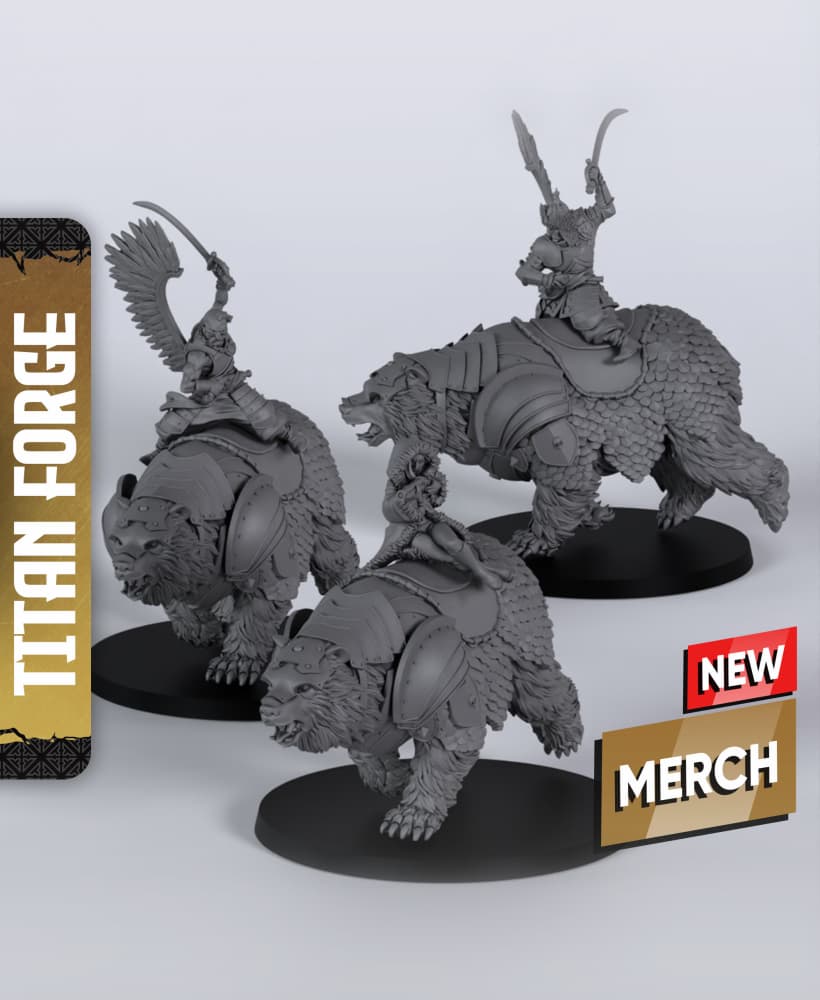 Hero on Bear - With Free Dragon Warhammer - 5e DnD Inspired for RPG and Wargamers 3d model