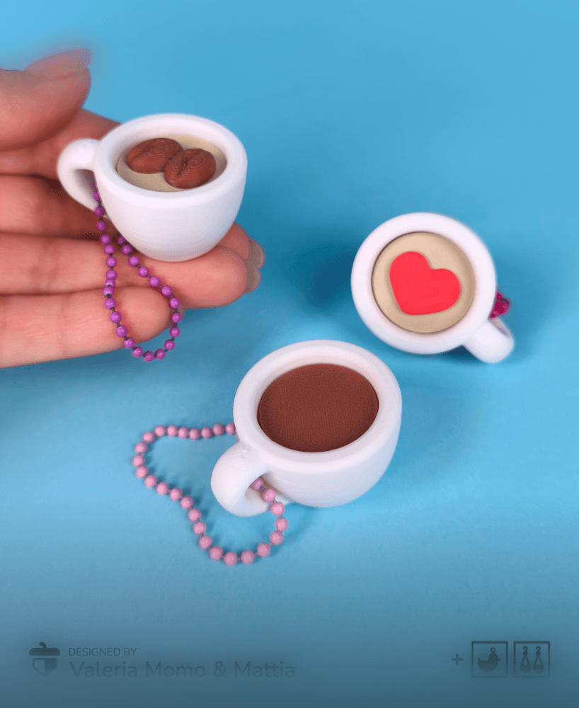 Coffee Cup Keychain & Charms (print-in-parts) 3d model